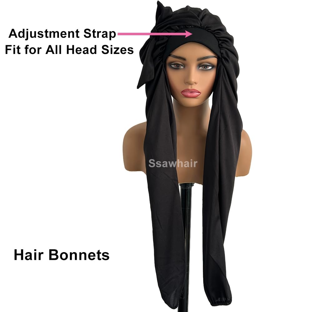 Ssawhair bonnet worn with long braids showing no flattening and protective hold benefit