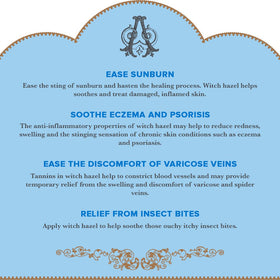 St Clare aloe and witch hazel ingredients emphasizing natural calming benefit