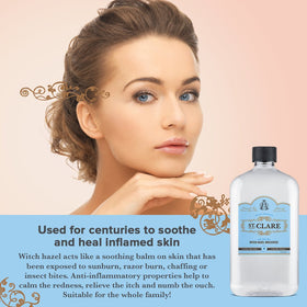 St Clare label close-up highlighting unscented and alcohol-free benefits