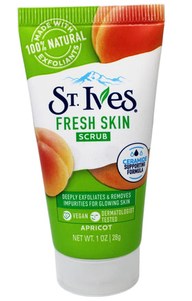St. Ives front tube showing travel 1 oz packaging and easy dispensing benefit