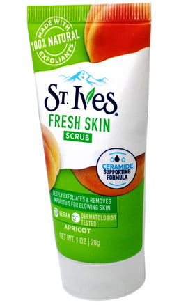 St. Ives scrub open cap revealing creamy texture and convenient use benefit