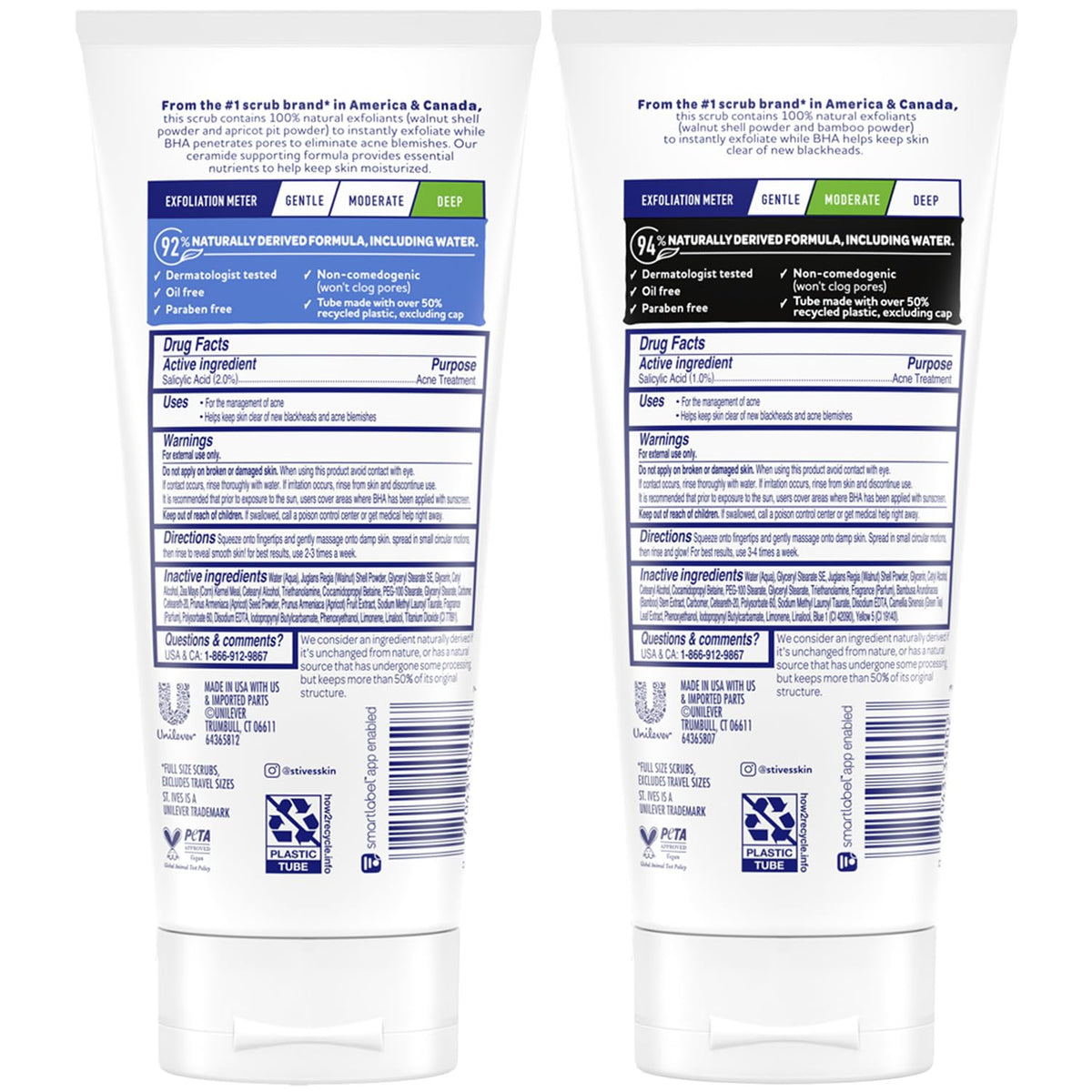 St. Ives Apricot tube close-up label, clear ingredient and gentle exfoliation benefit