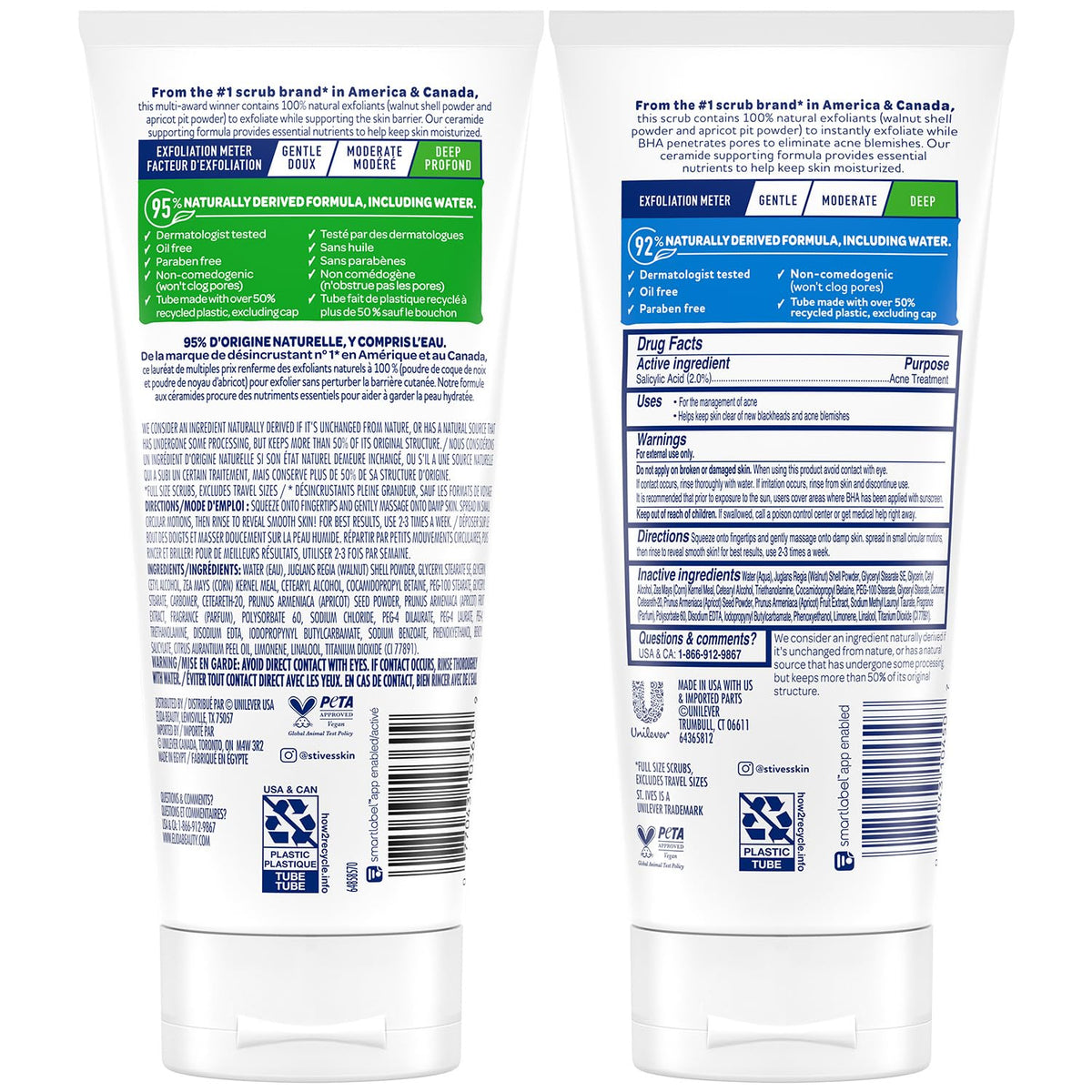 St. Ives back label close-up showing ingredients and usage directions for confident application