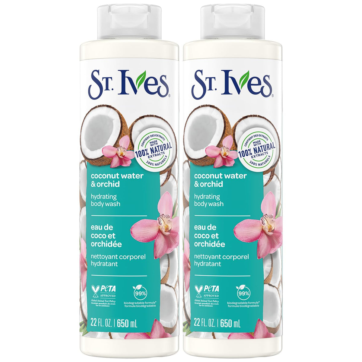 St. Ives front packaging showing coconut and orchid scent and benefit