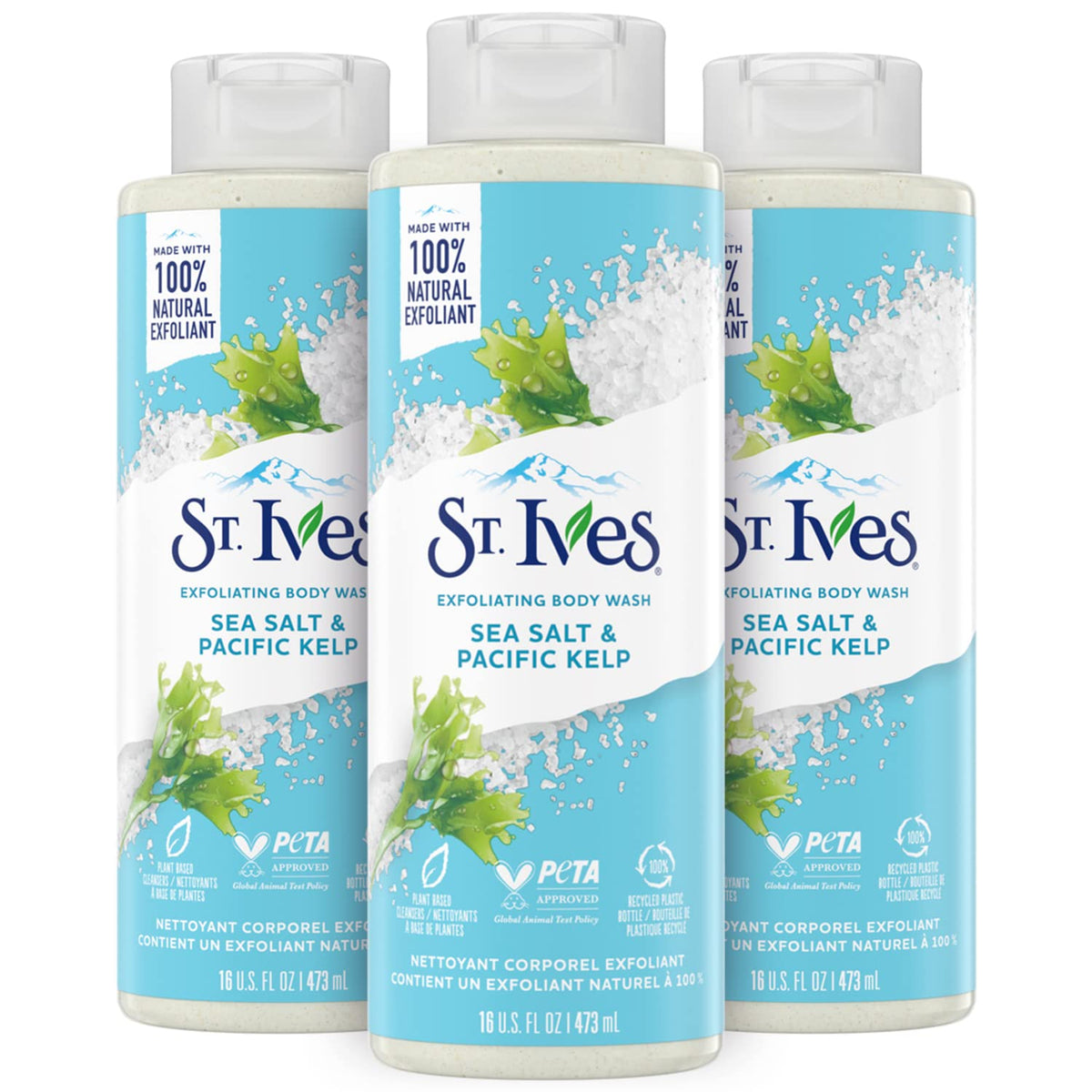 St. Ives front packaging showing sea salt kelp and benefits