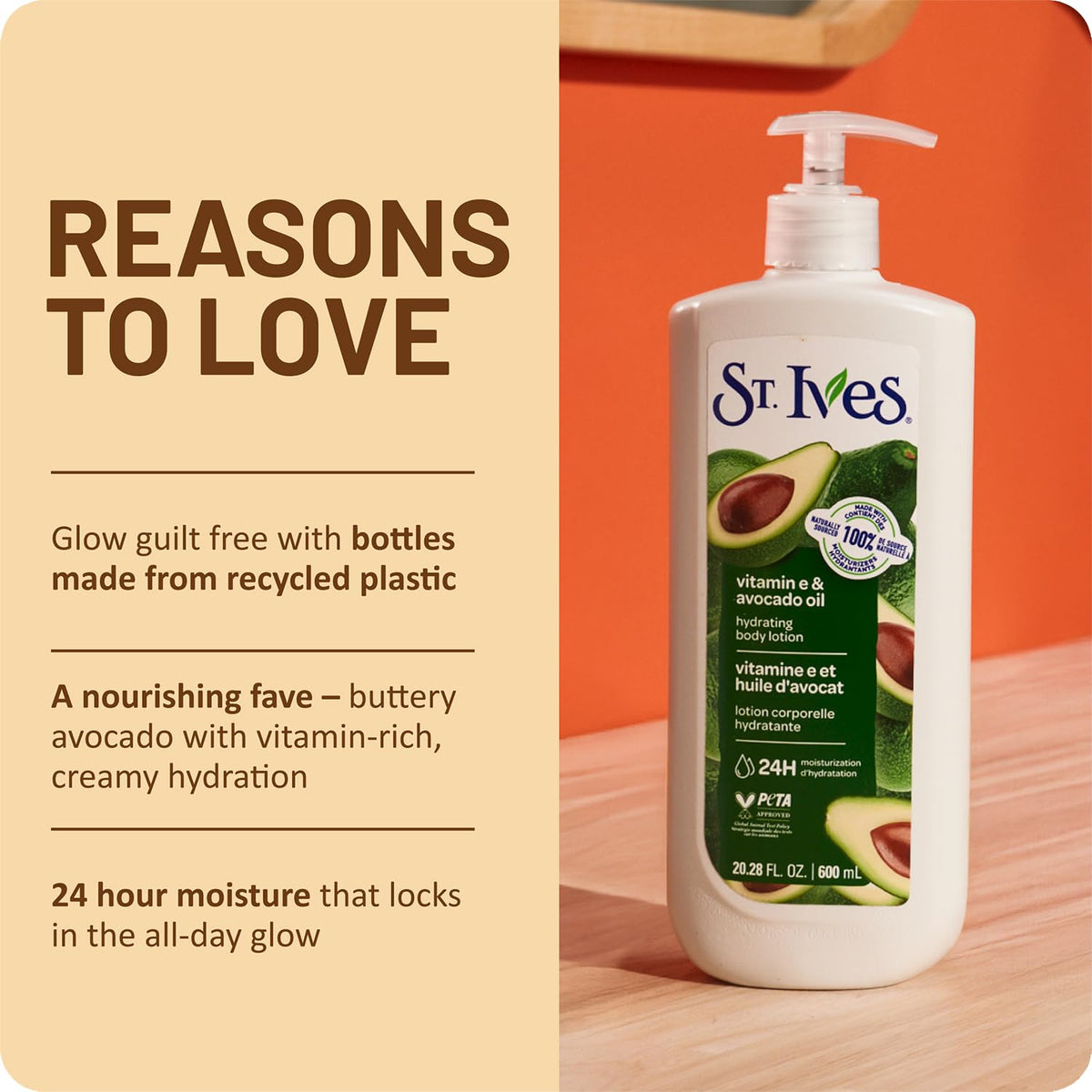 St. Ives in-bathroom-routine showing quick-absorbing lotion benefit