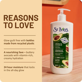 St. Ives in-bathroom-routine showing quick-absorbing lotion benefit