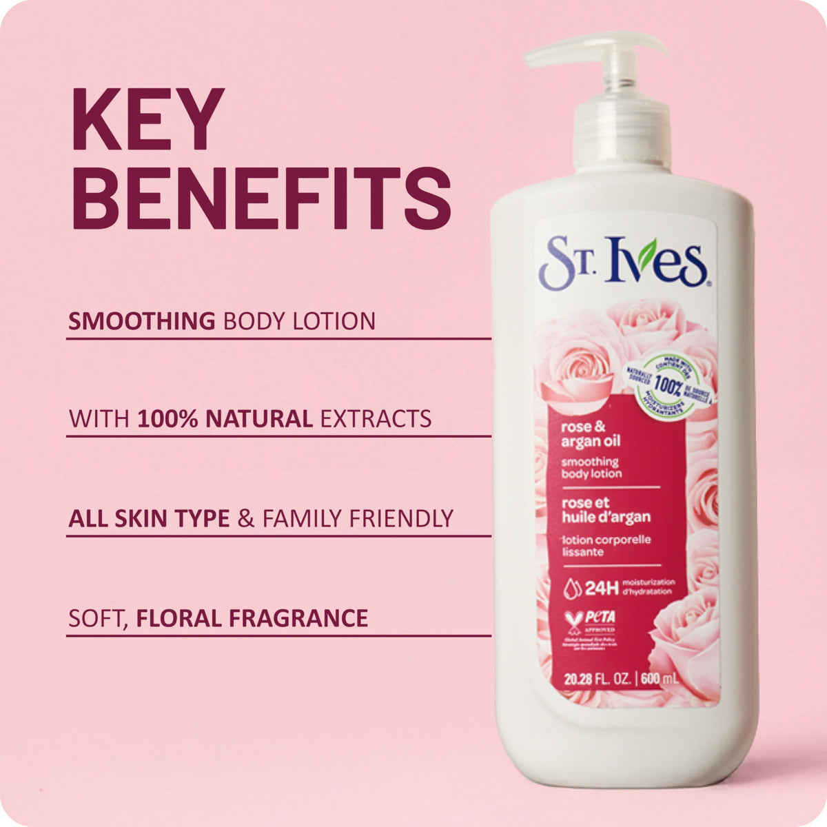 St. Ives ingredient label close-up highlighting natural moisturizers