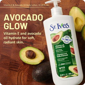 St. Ives lotion texture close-up displaying creamy, non-greasy finish