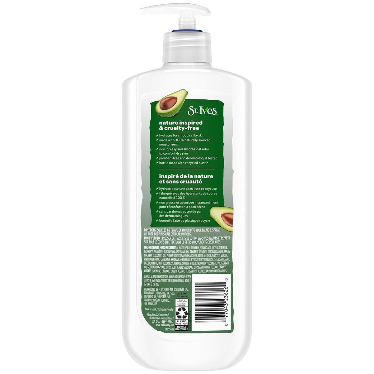 St. Ives pump dispenser detail for easy, controlled lotion use