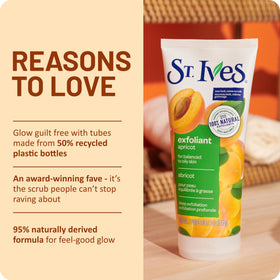 St. Ives tube recycled plastic badge emphasizing eco-friendly packaging