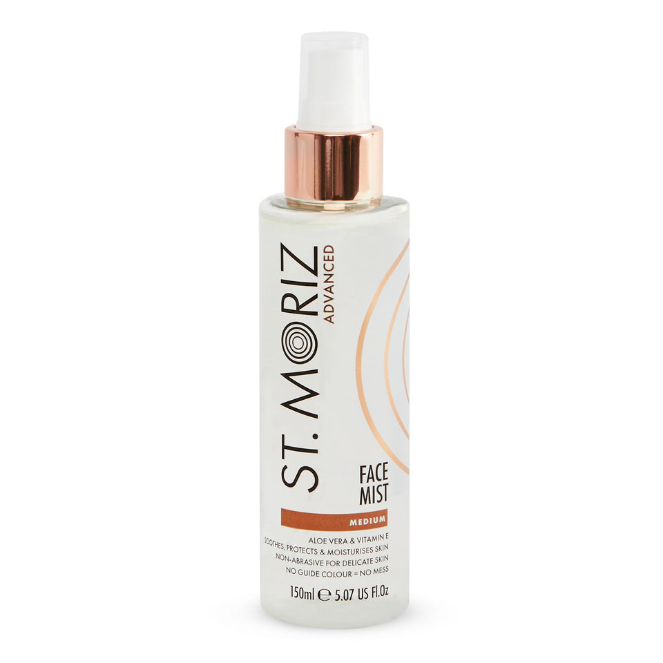 ST. MORIZ front bottle image showing clear label and compact travel size benefit