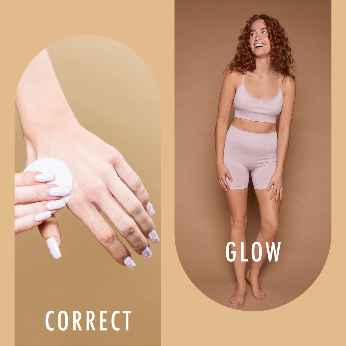 Hand using St. Moriz pad to correct palm and knuckle tan quickly