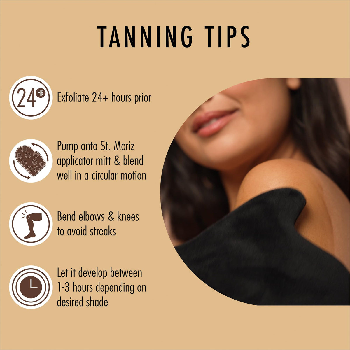 St. Moriz bottle next to hand illustrating 200ml travel-friendly size