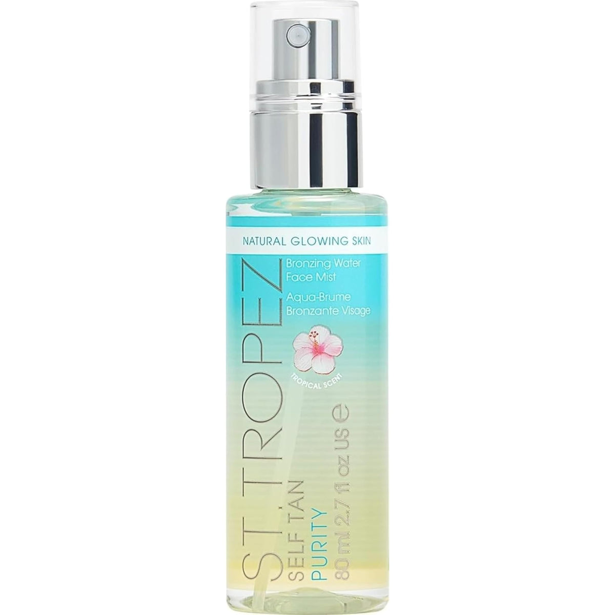 St.Tropez face mist front packaging showing bottle and label benefits
