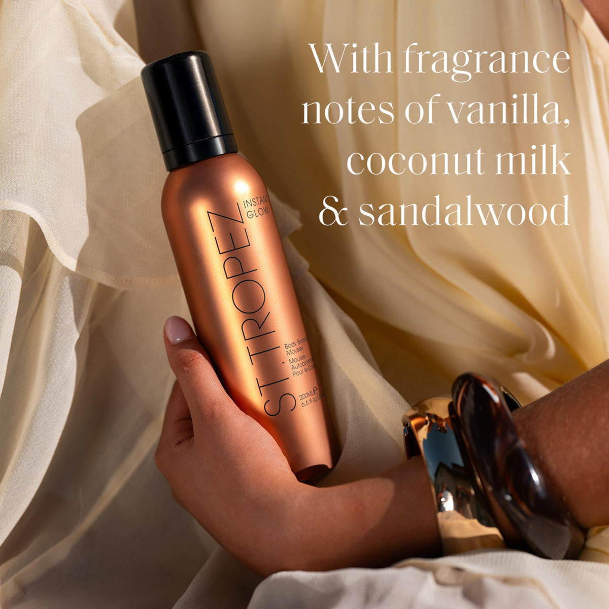 St.Tropez label and ingredients detail highlighting dermatologically tested benefit