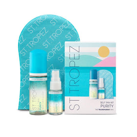 St.Tropez front packaging showing kit with mitt, highlights convenience