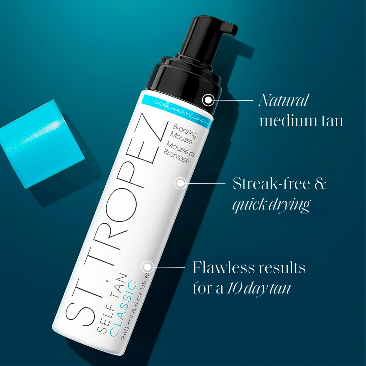 st.tropez mousse texture close-up airy foam that spreads evenly for streak-free finish