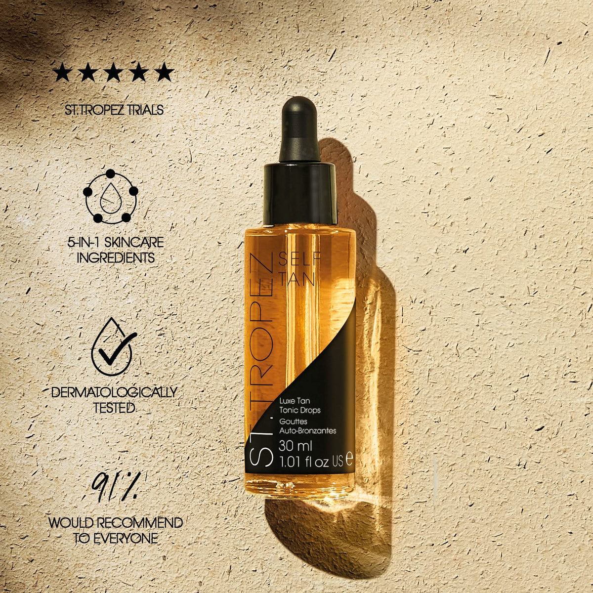 St.Tropez travel-sized bottle in a toiletry bag highlighting portability and on-the-go convenience