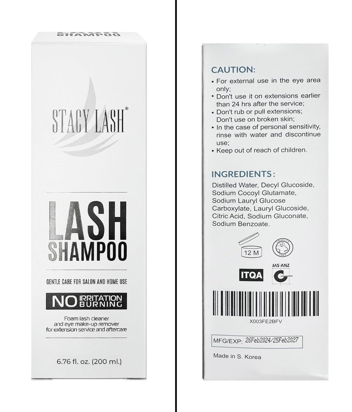 STACY LASH before after cleaning extensions highlighting improved lash cleanliness