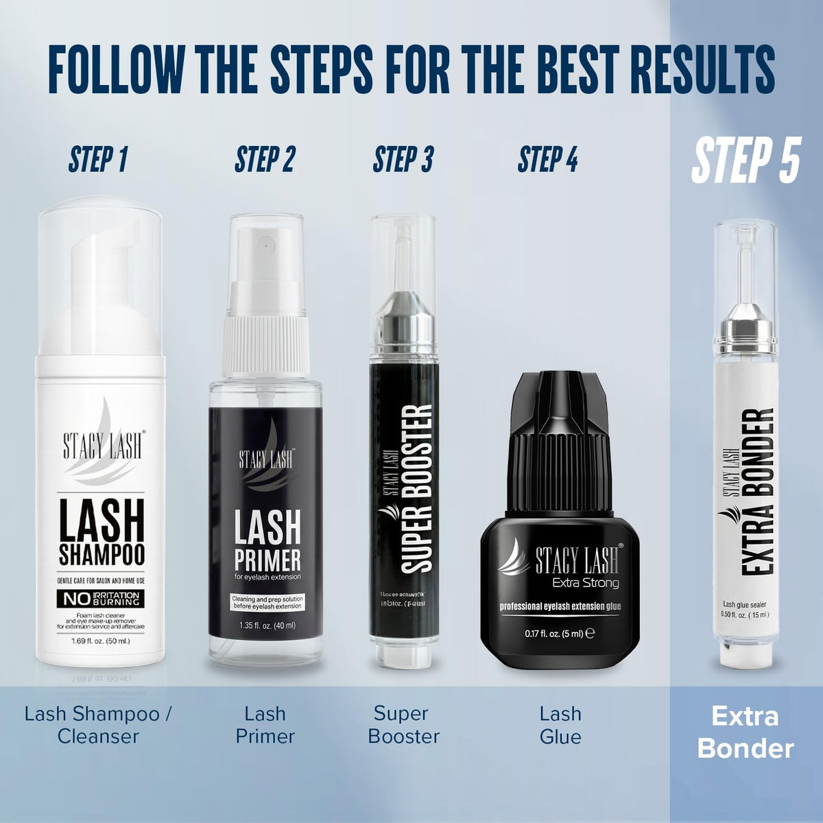STACY LASH technician applying bonder to extensions for stronger bonds