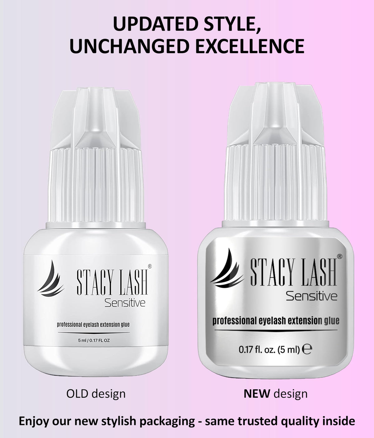 STACY LASH glue droplet texture close-up showing smooth black adhesive for precise bonding