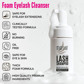 STACY LASH spoolies and small brush displayed for controlled lash combing and residue removal