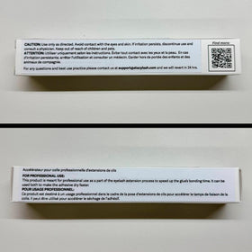 STACY LASH packaging open displaying hygienic sealed cap and sterile benefit
