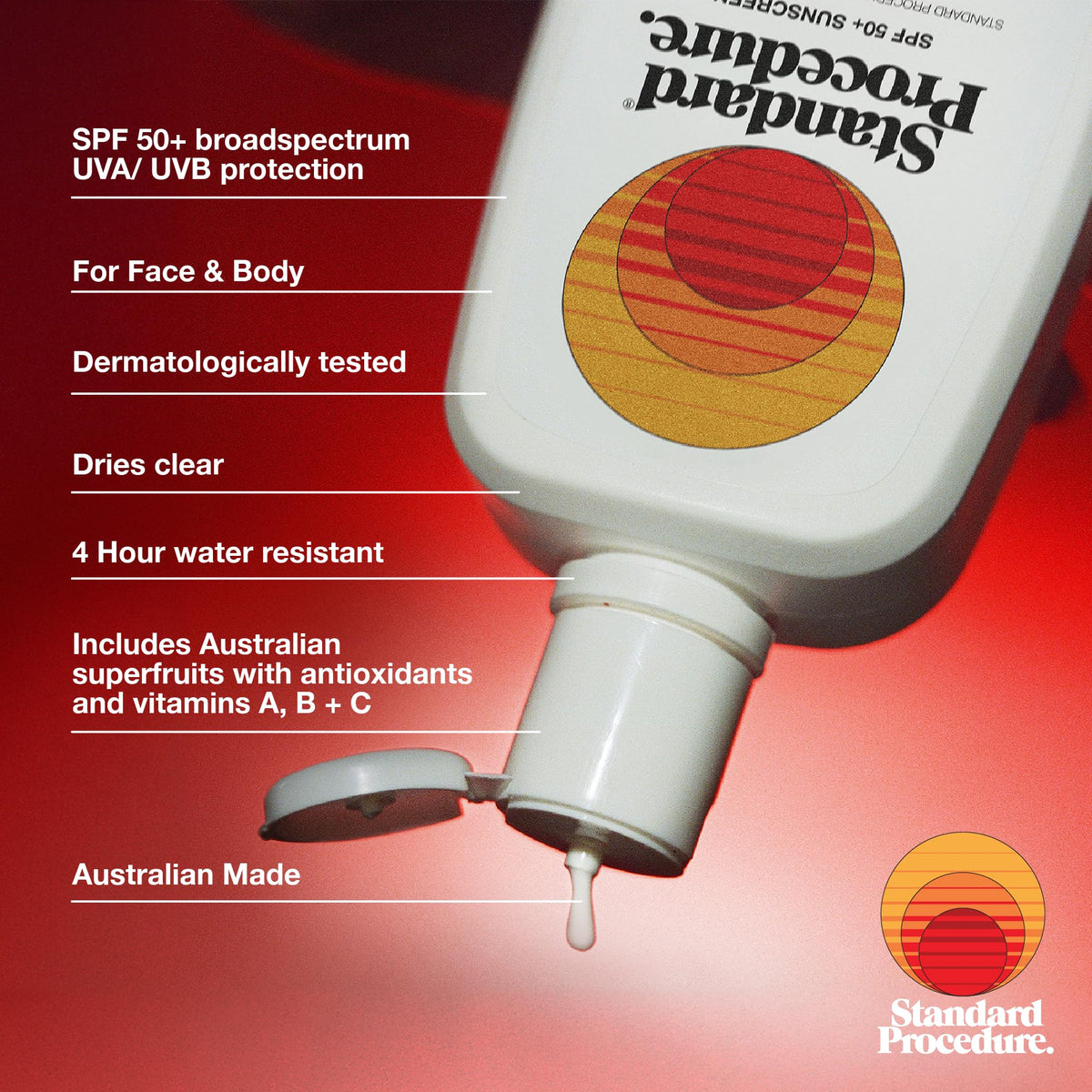 Standard Procedure cream texture close-up showing fast-absorbing, dry-touch benefit