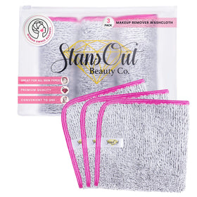 StansOut front pack of three gray towels showing compact packaging and eco benefit