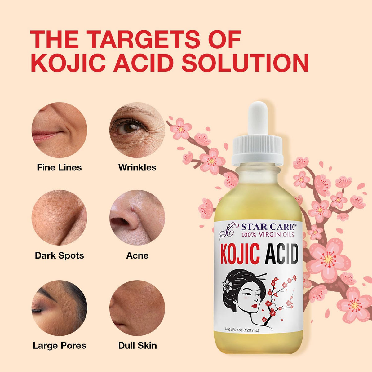 STAR CARE bottle beside almonds emphasizing nourishing almond oil for moisturized skin