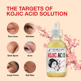 STAR CARE bottle beside almonds emphasizing nourishing almond oil for moisturized skin