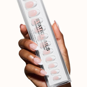 Static Nails front packaging showing chic French set and clear branding benefit: ready-to-wear