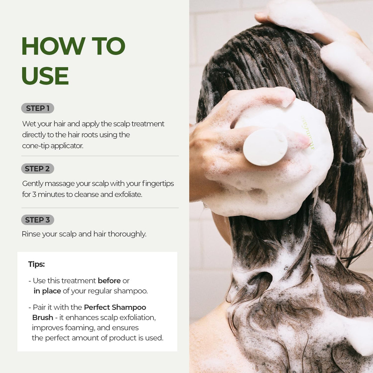 STEAMBASE tea tree and black willow bark ingredients highlighting natural actives