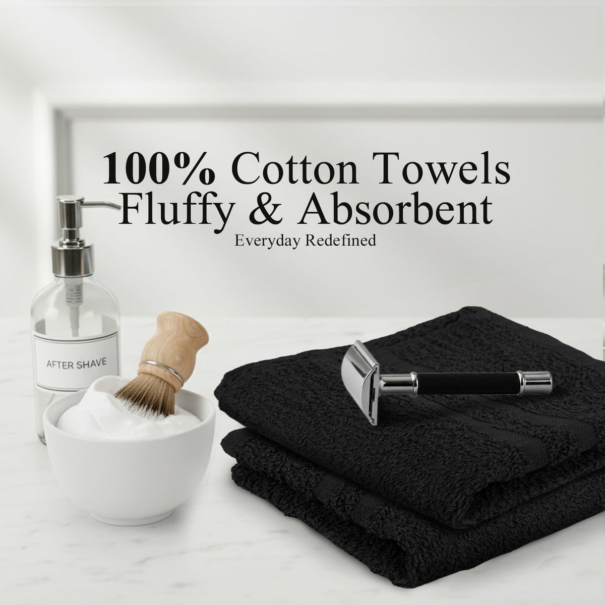 STF Linen towel in hand drying hair demonstrating quick absorption and gentle feel