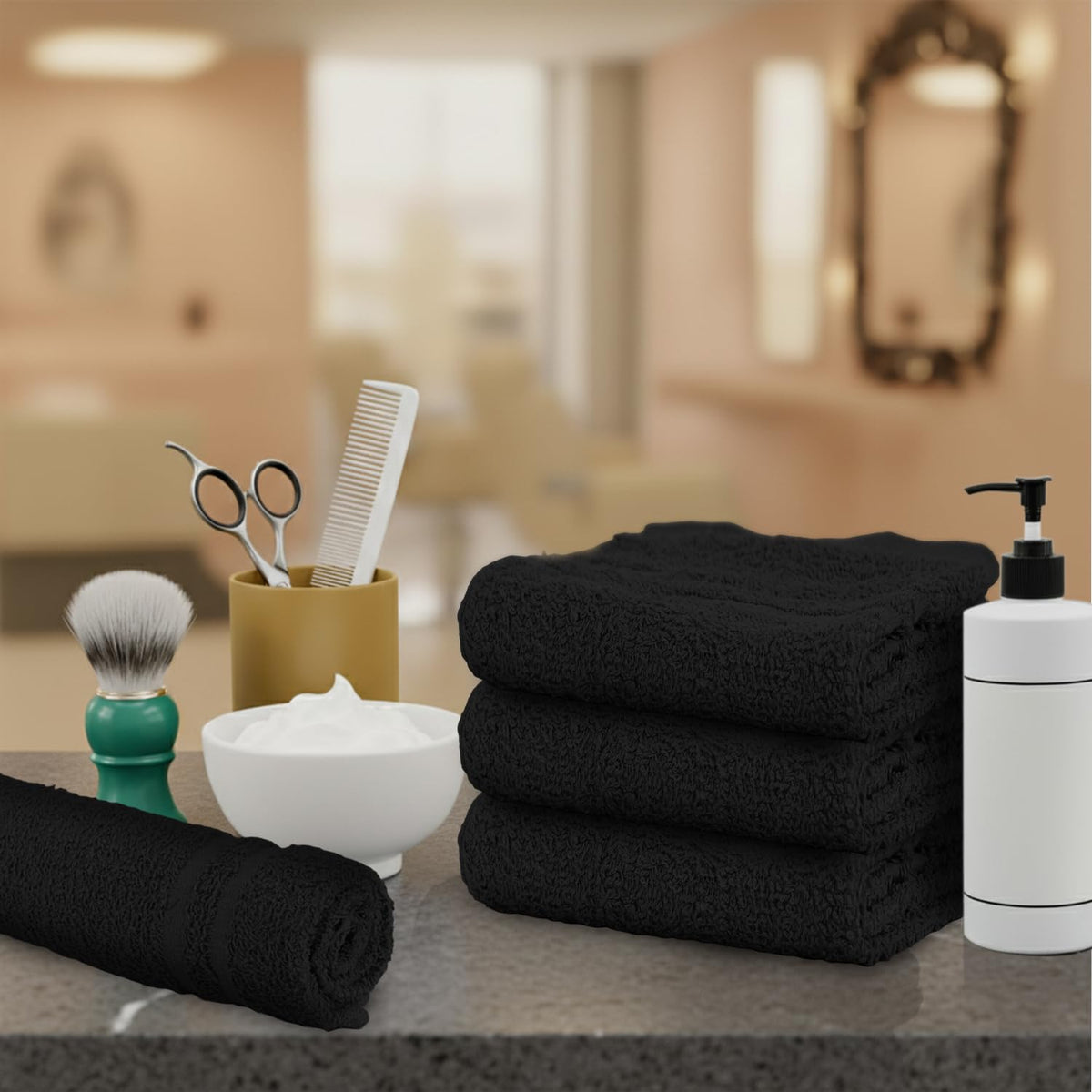 STF Linen towel next to hand illustrating 16x27 inch size and practical coverage