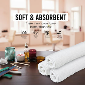 STF Linen stacked towels in bathroom setting showing compact storage and ready use
