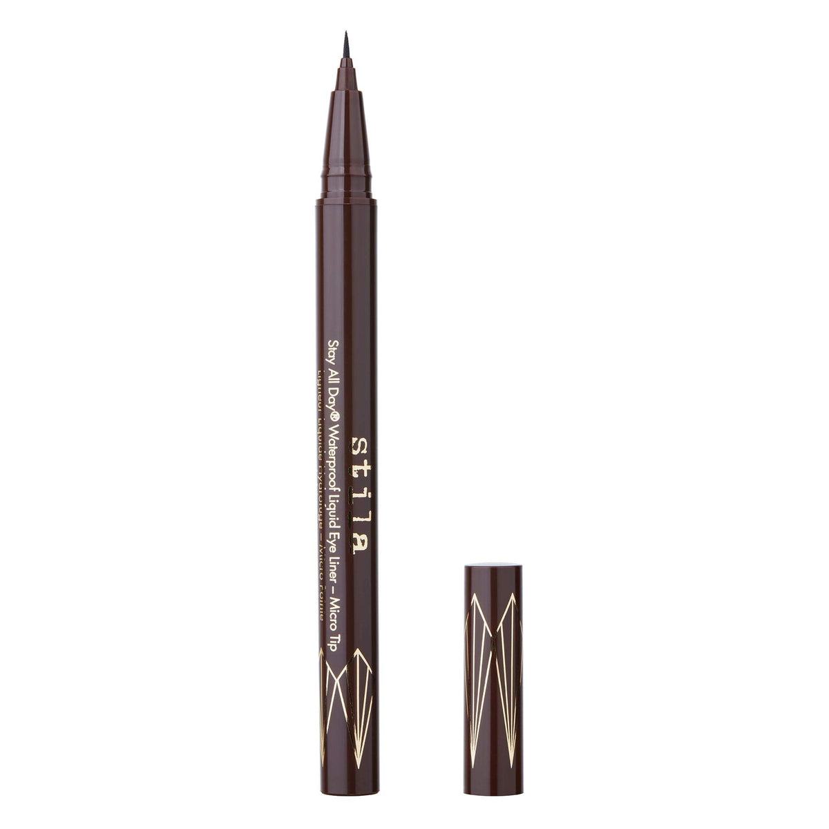 stila micro tip dark brown front packaging showing slim nib for precision