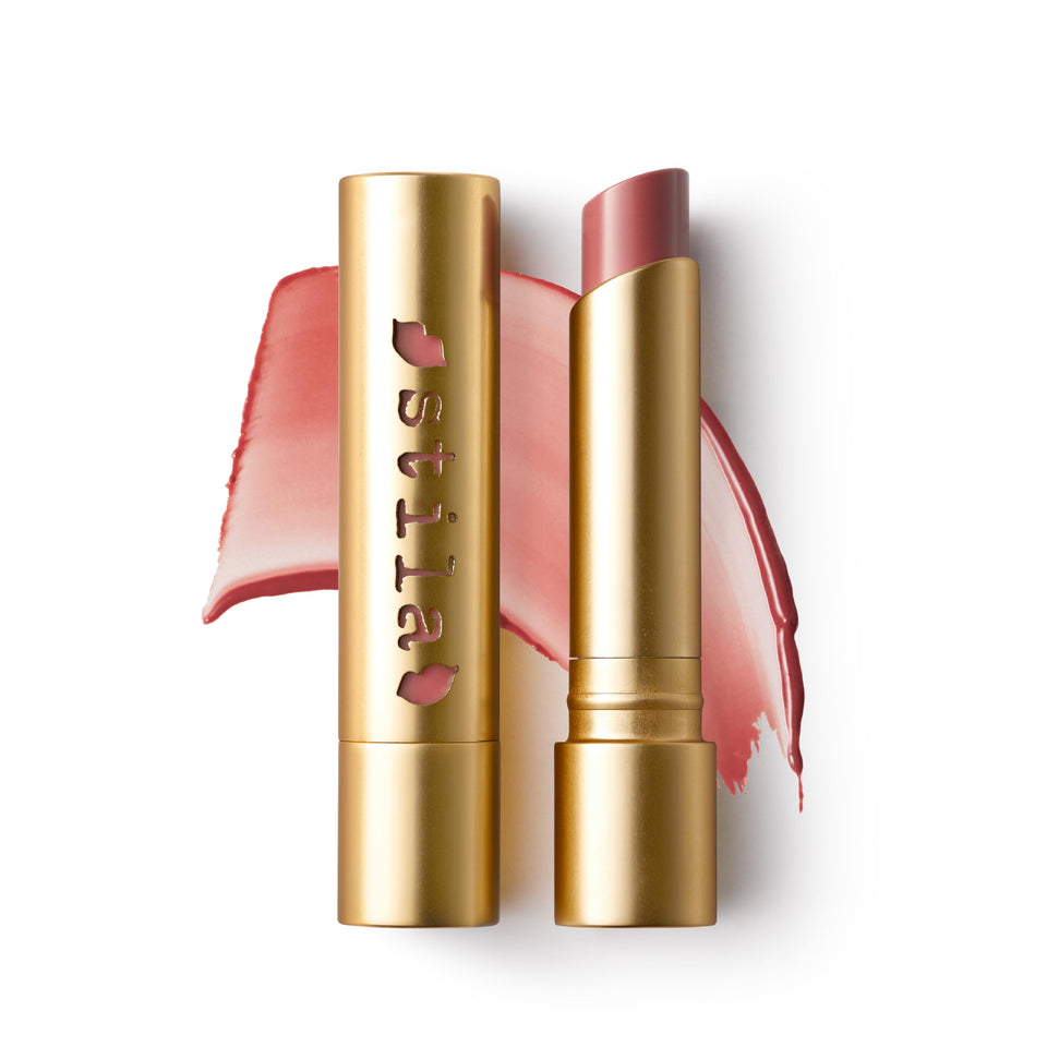 stila front packaging showing Rose Crush shade and glossy finish benefit