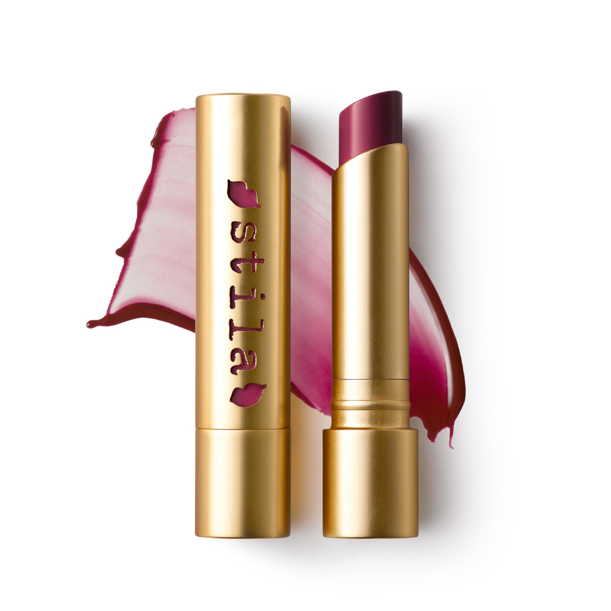 stila front packaging showing Berry Rush balm and glossy finish