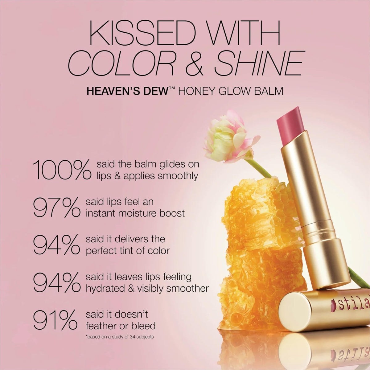 stila ingredients label highlighting honey extract and maracuja oil benefit