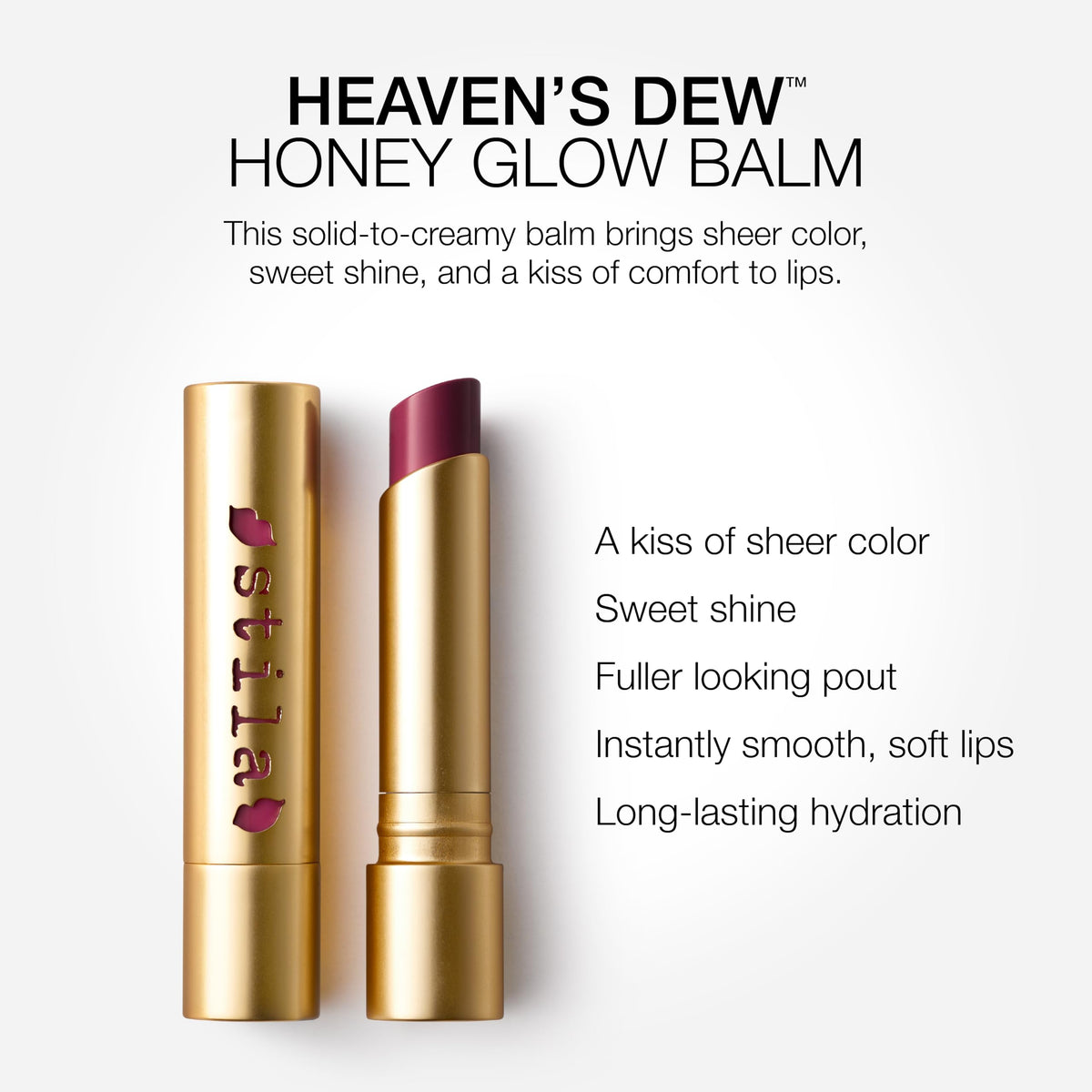 stila balm applied on lips demonstrating hydrated, fuller-looking pout