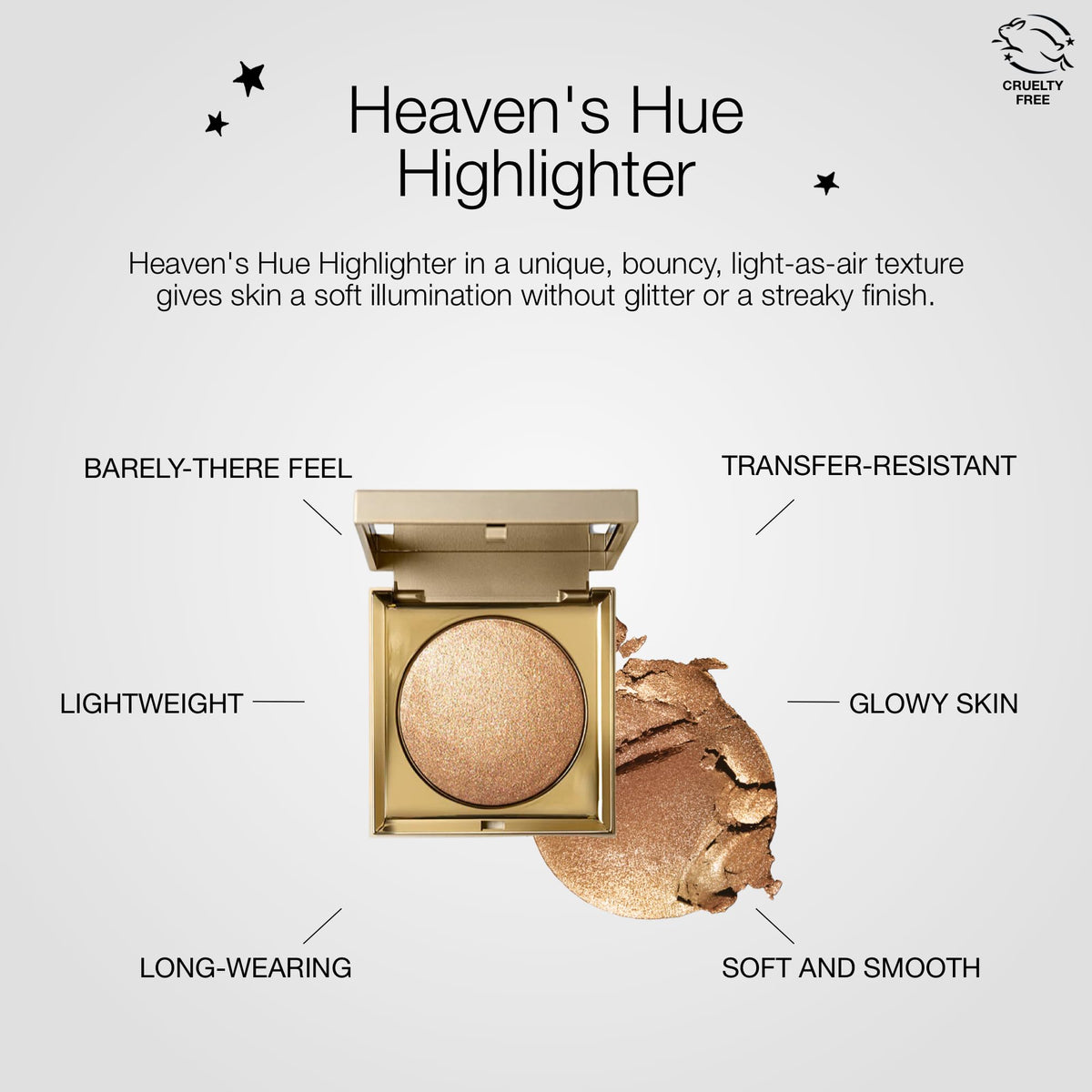 stila highlighter next to hand showing size and portable 0.35 oz compact for travel convenience