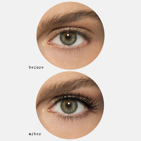 stila before and after lashes comparison highlighting volume and curl