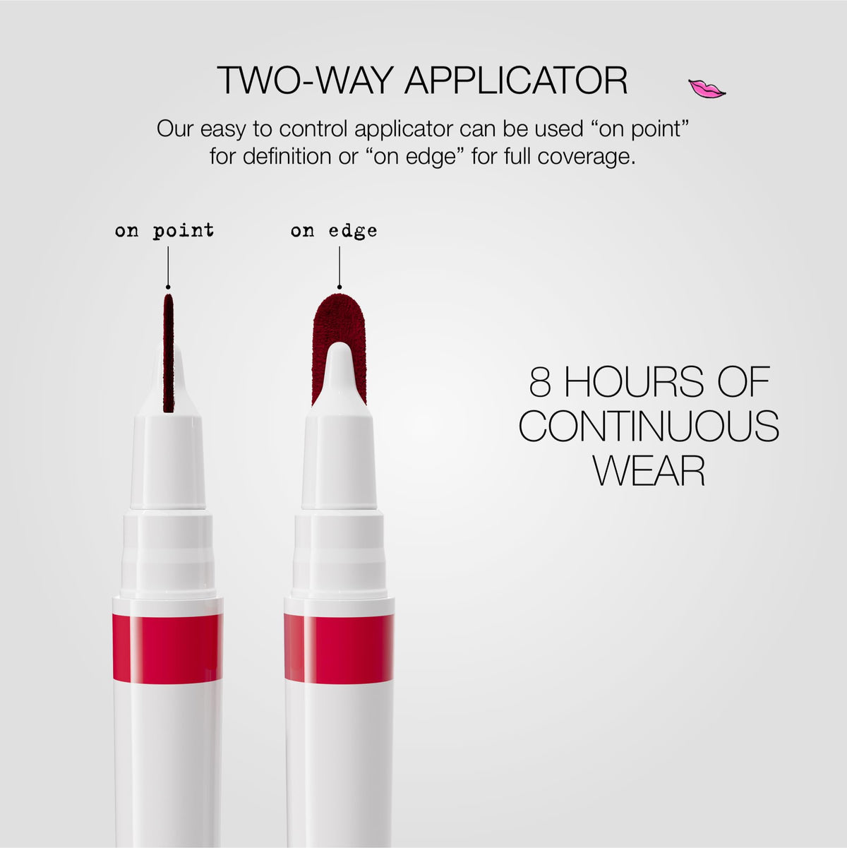 stila Calligraphy Lip Stain applied on lips demonstrates long-wearing color and clean edges