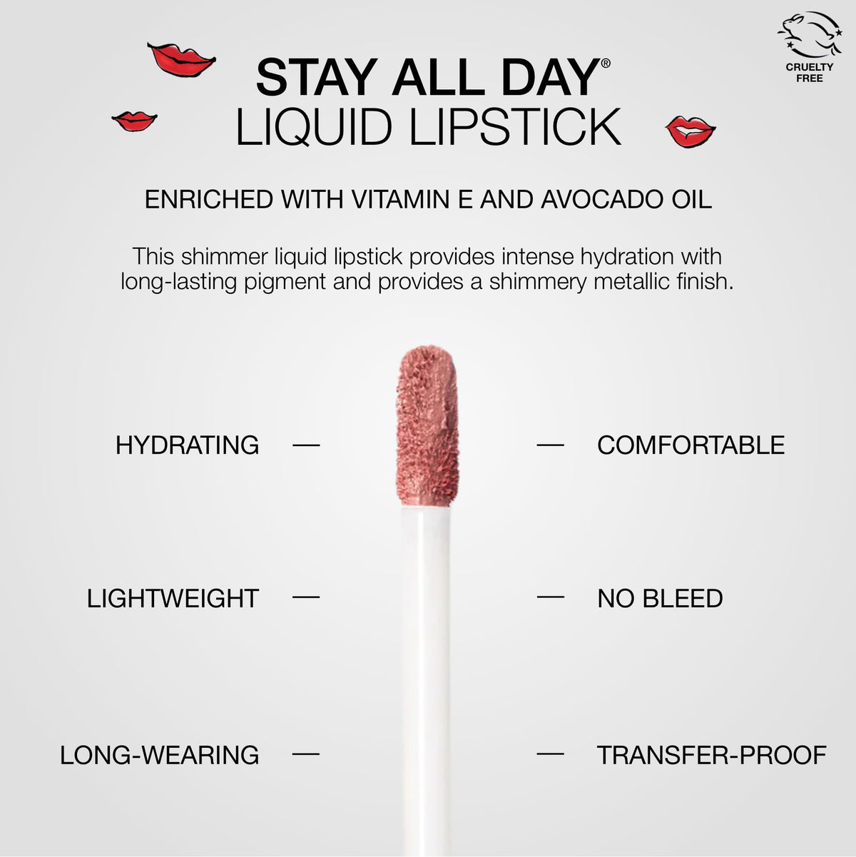 stila lipstick on model demonstrating long-wear shimmer and camera-ready color benefit