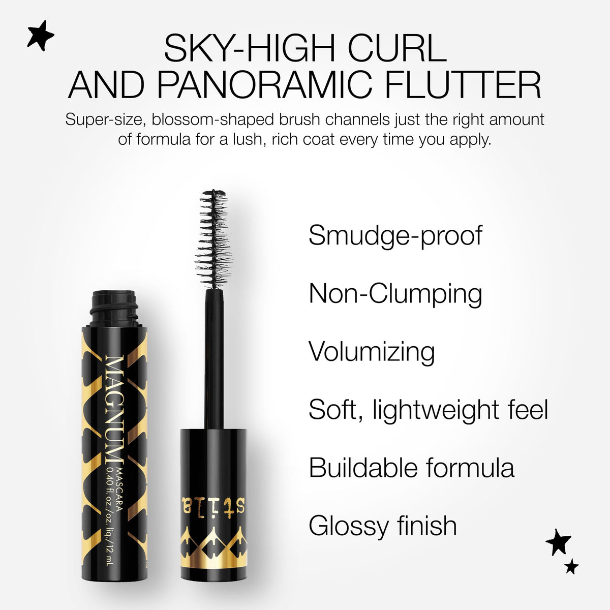 stila wand applying mascara to lashes for visible lift and curl benefit