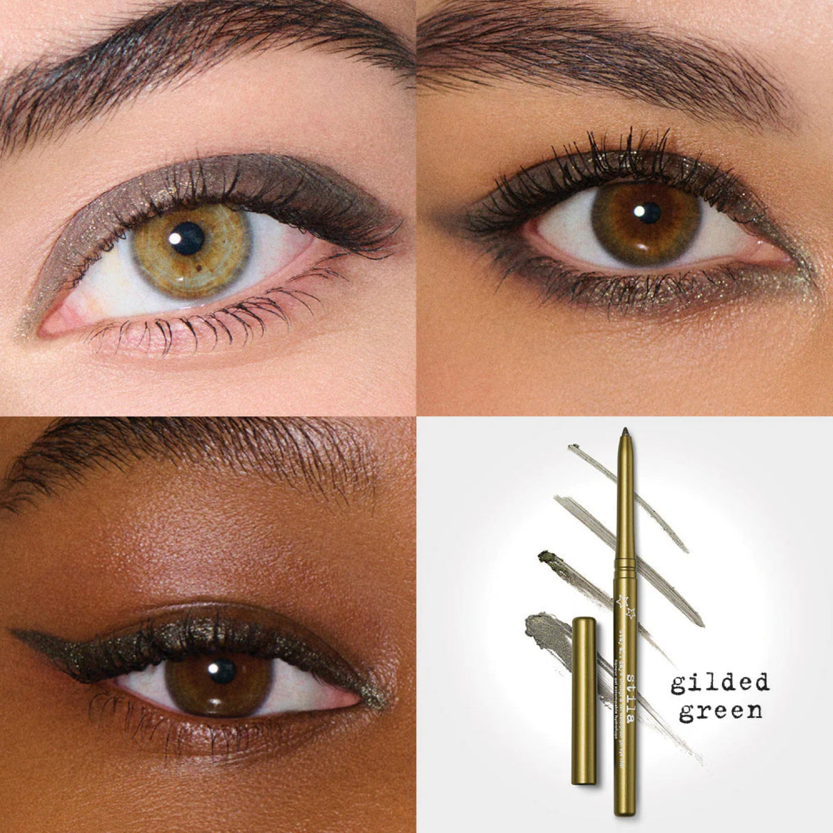 stila pencil tip close-up showing creamy gel texture for smooth glide