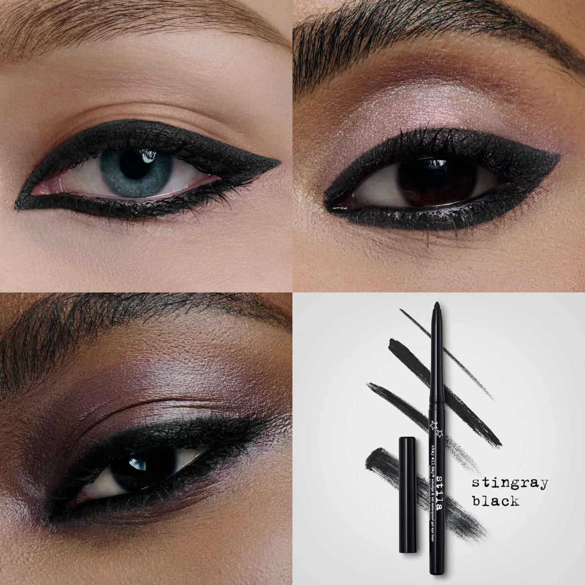 stila pencil tip close-up showing creamy gel texture for smooth application