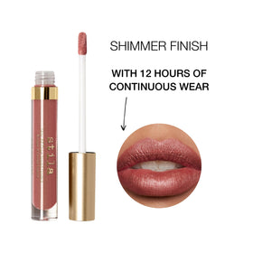 stila shimmer texture glistening on lips showing smooth, weightless coverage benefit